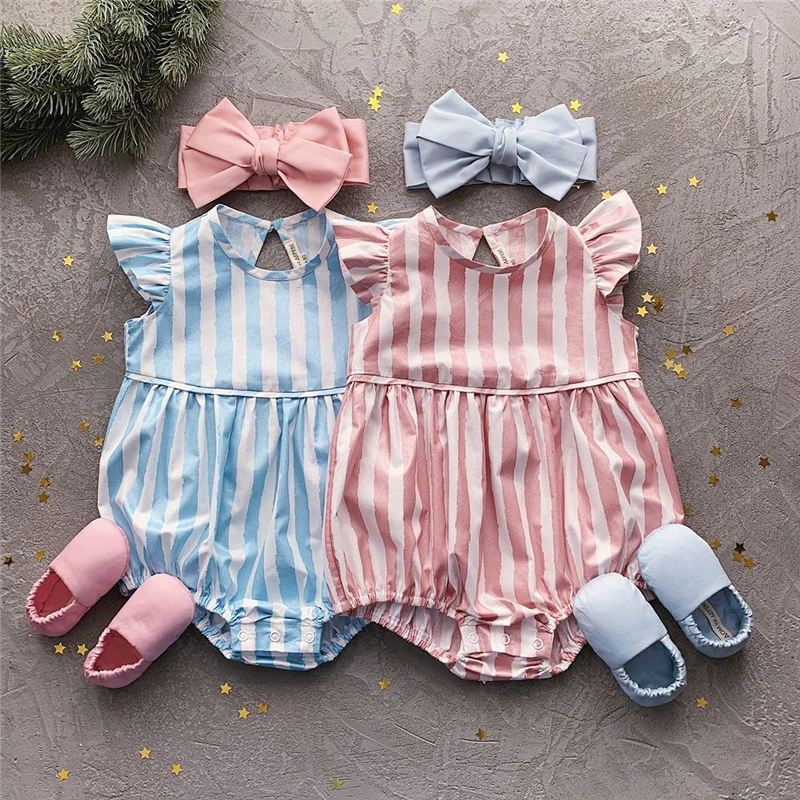 Детские комбинезоны для маленьких девочек и мальчиков Одежда в полоску с принтом