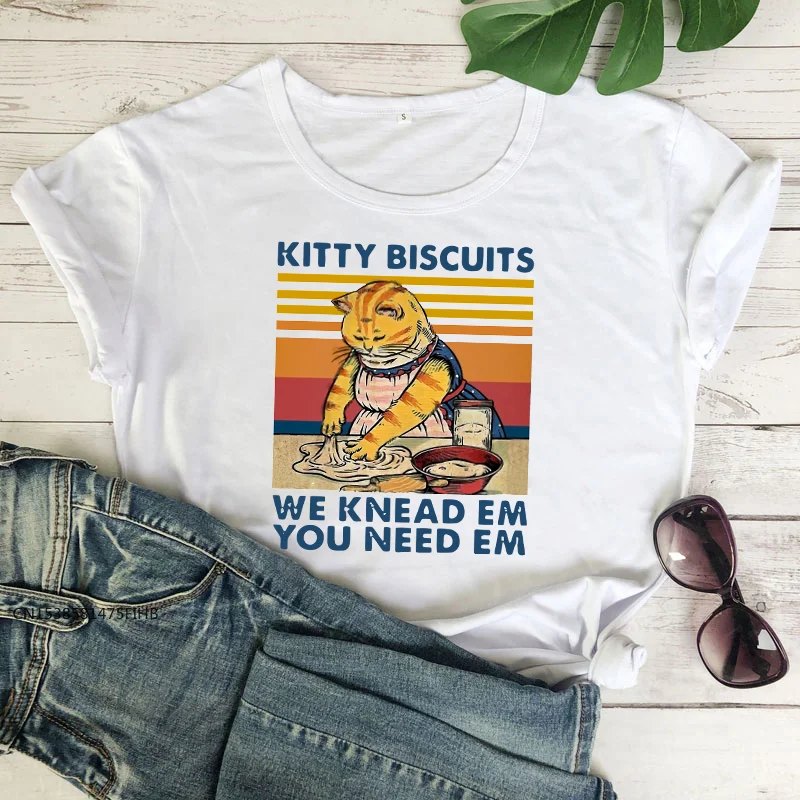 Футболка в винтажном стиле с рисунком Китти и печенья женские футболки для