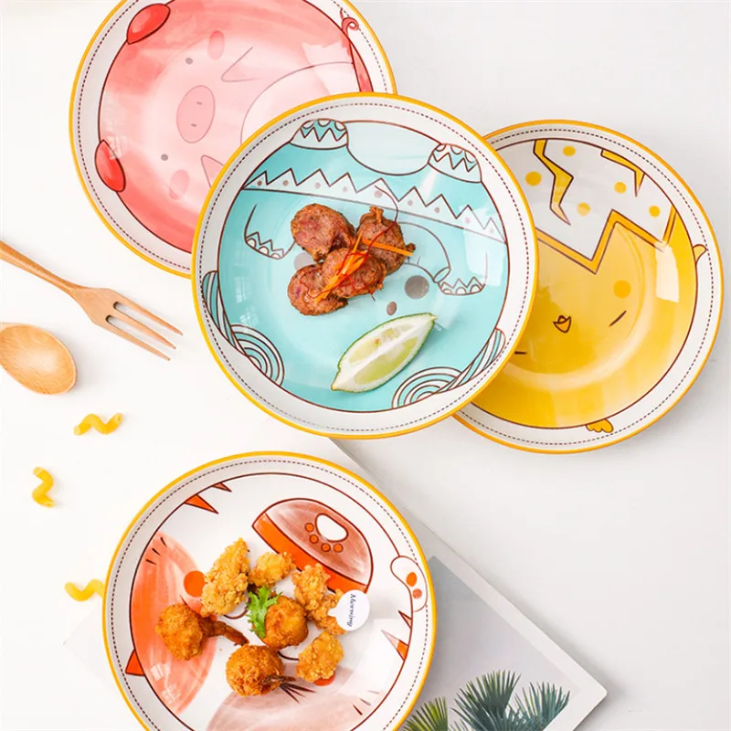 8 дюймов японский Керамика мультфильм риса салатник Кухня стейк на ужин пластины