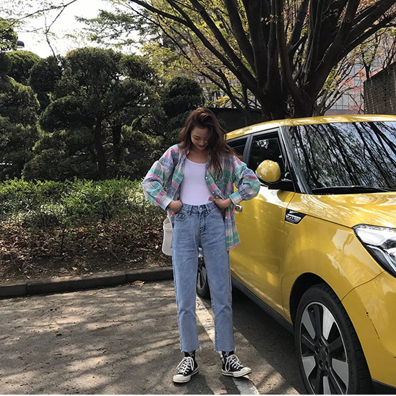 

Женские зауженные джинсы с потертостями, универсальные зауженные брюки в Корейском стиле Sea Elinasea, 2020