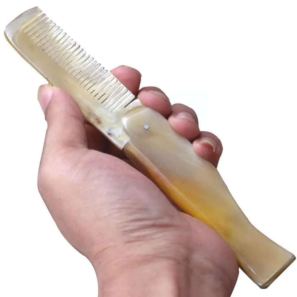 

Hair Care Horn Comb Natural Hoof Fodable Portable Unique Business Trip Styling Supplies Tool Massage Pattern Home Hairdress E7I0
