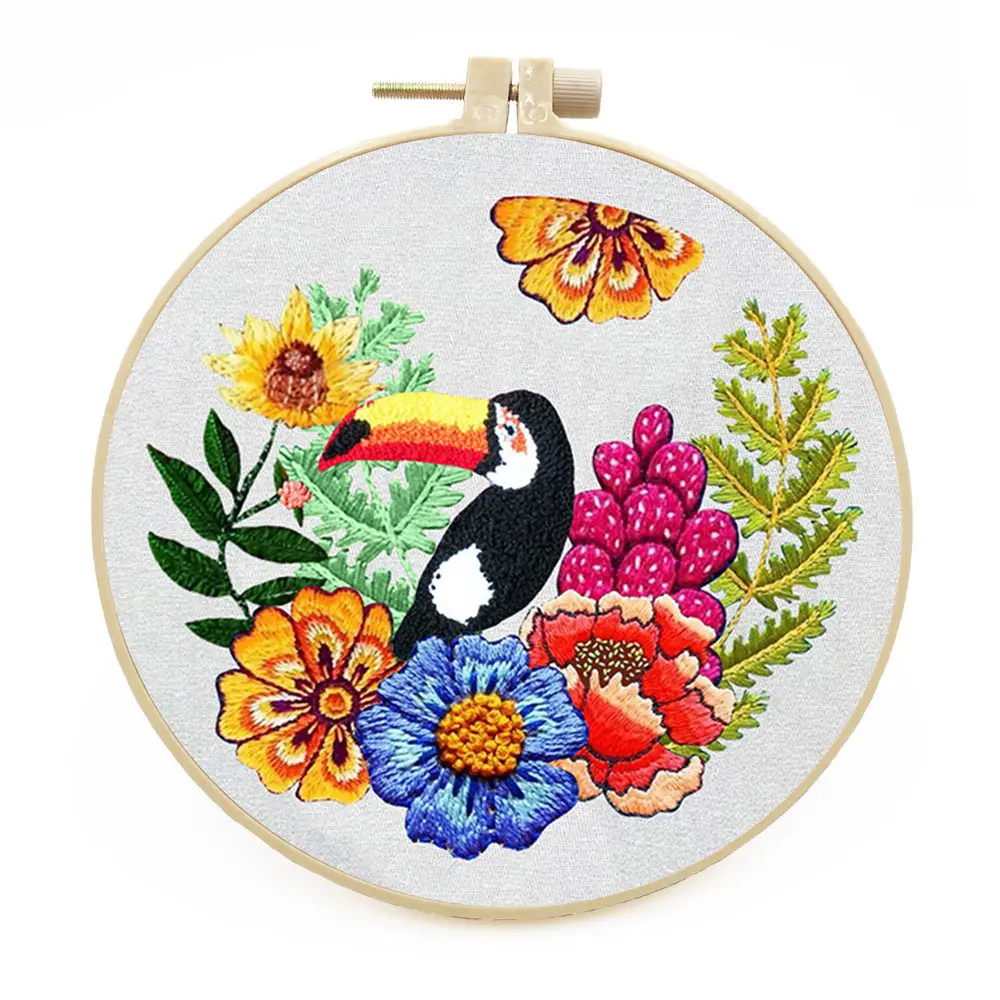 

2Sets Animal Big Beak Bird Toucan European Style 3D Embroidery Knitting Kit DIY Cross Stitch Decorative Paintings Material Pack