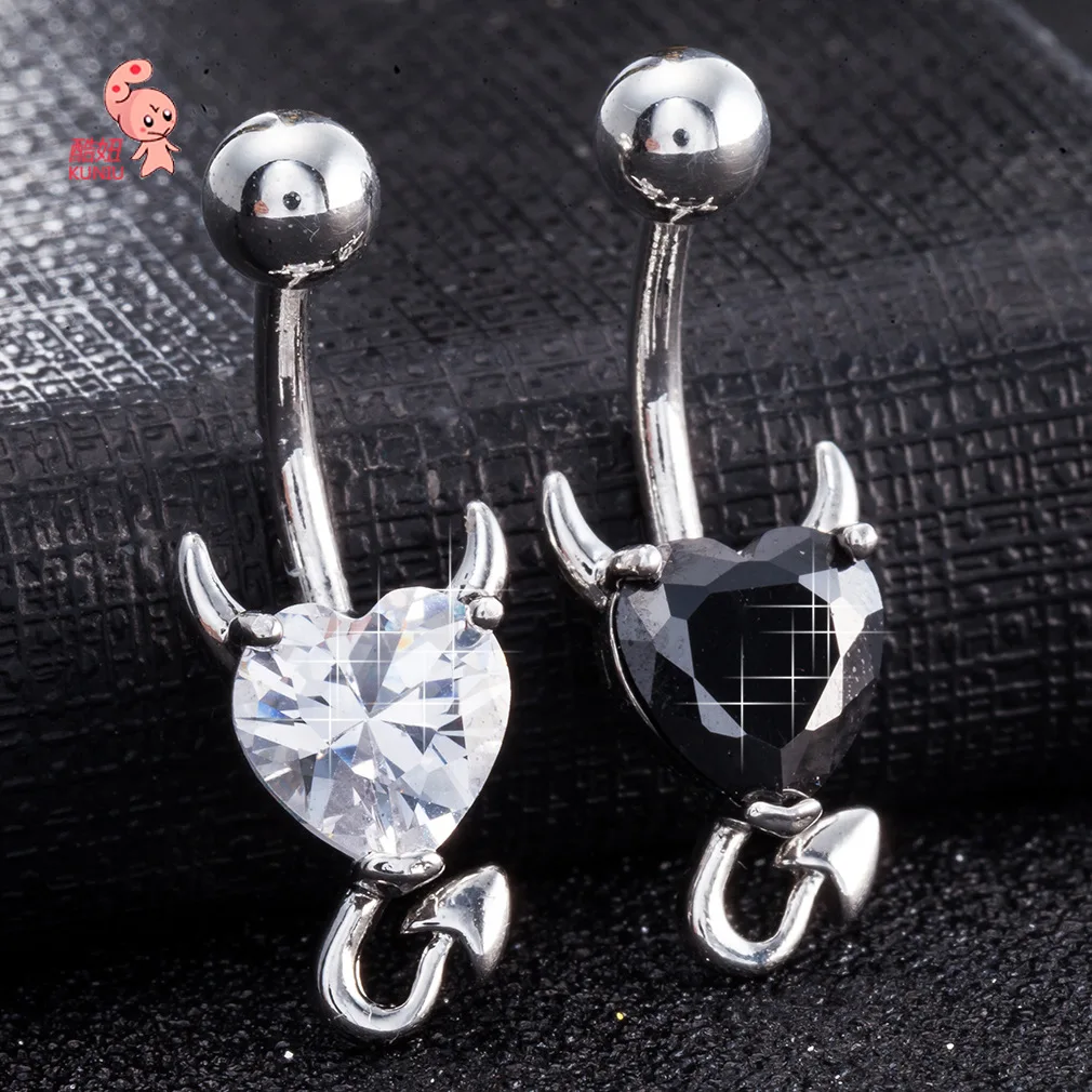 

European and American Minimalist Little Demon Heart Belly Button 316 Stainless Steel Umbilical Nail