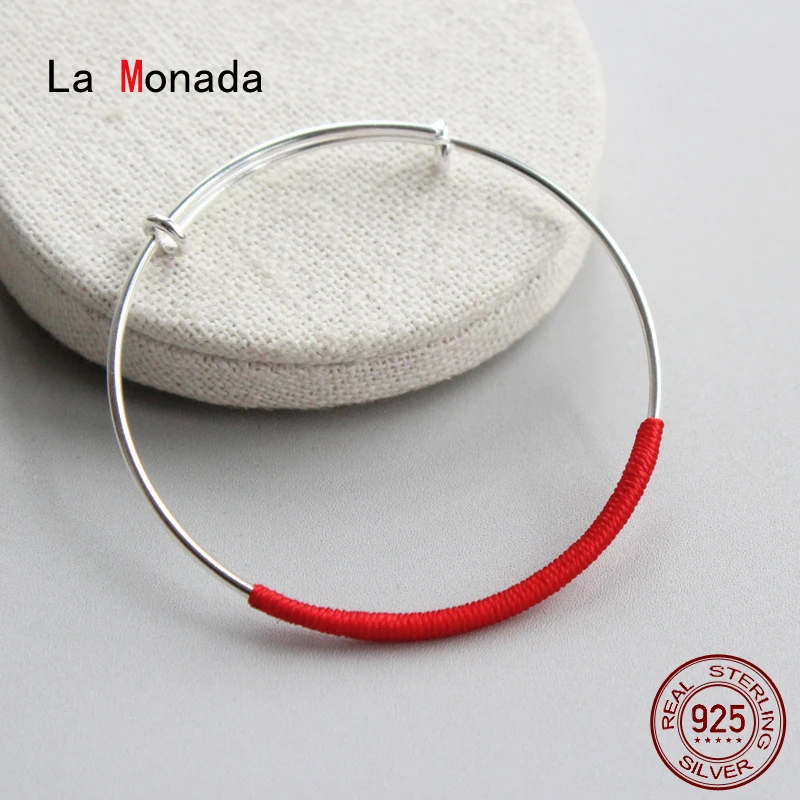 

Женский браслет с красной нитью La Monada, серебряный браслет из стерлингового серебра 925 пробы, красная веревочная нить, серебро 925 пробы
