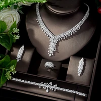 hibride new arrival nigerian jewelry set for women white color cubic zirconia weeding jewelry set bijoux mariage parure n 1101