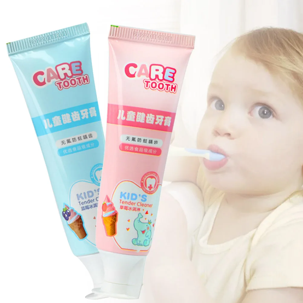 

Kids Fruit Toothpaste Anticavity Toothpasts Fluoride Free Blueberry or Strawberry Flavor Teeth Cleaning Oral Care Fast Delivery