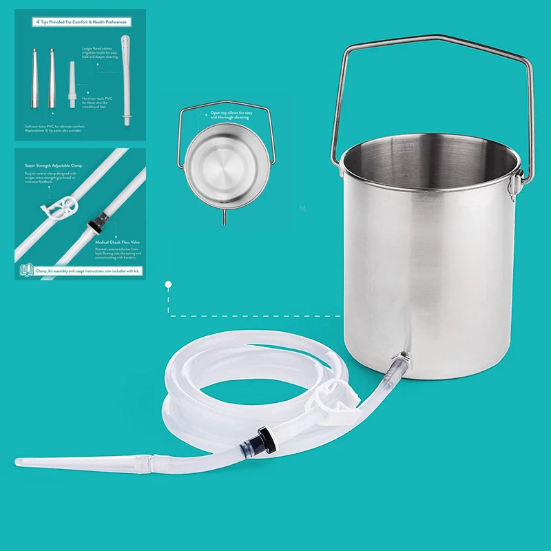 Набор стальных клизмов Wetips 2000 мл набор для анального душа клизма промывка ануса