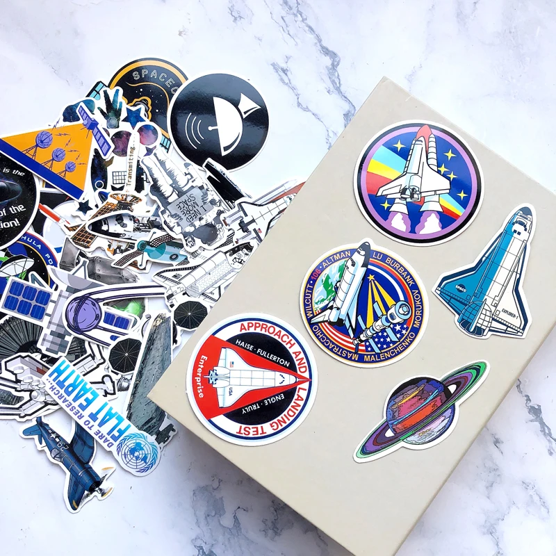 Pegatinas divertidas de astronauta del espacio exterior, pegatinas de cohete de avi&oacute;n para equipaje, port&aacute;til, nevera, motocicleta, Skateboard, pegatina, 34 Uds.-2