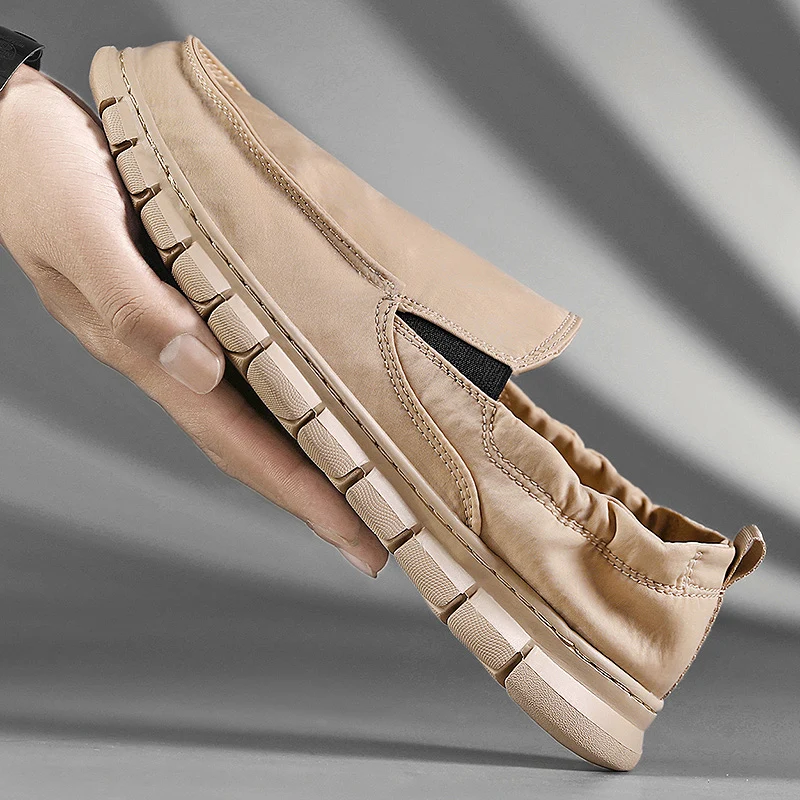 Мужские парусиновые туфли коричневые мокасины модель KA1903 на весну-лето 2020 | Обувь