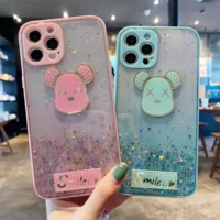 jwmove transparent glitter cute drop glue contrast border protection cover is suitable for iphone12 mobile phone case 11 mobile