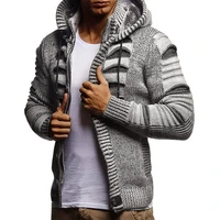 puimentiua 2021 casual slim solid knitted sweater oversized sweater men hole design cardigan hooded sweaters knitwear coat men