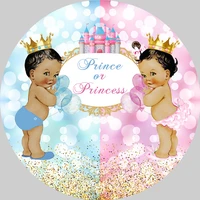 circle round backdrop custom boy or girl background for photo studio gender reveal party crown castle prince or princess banner