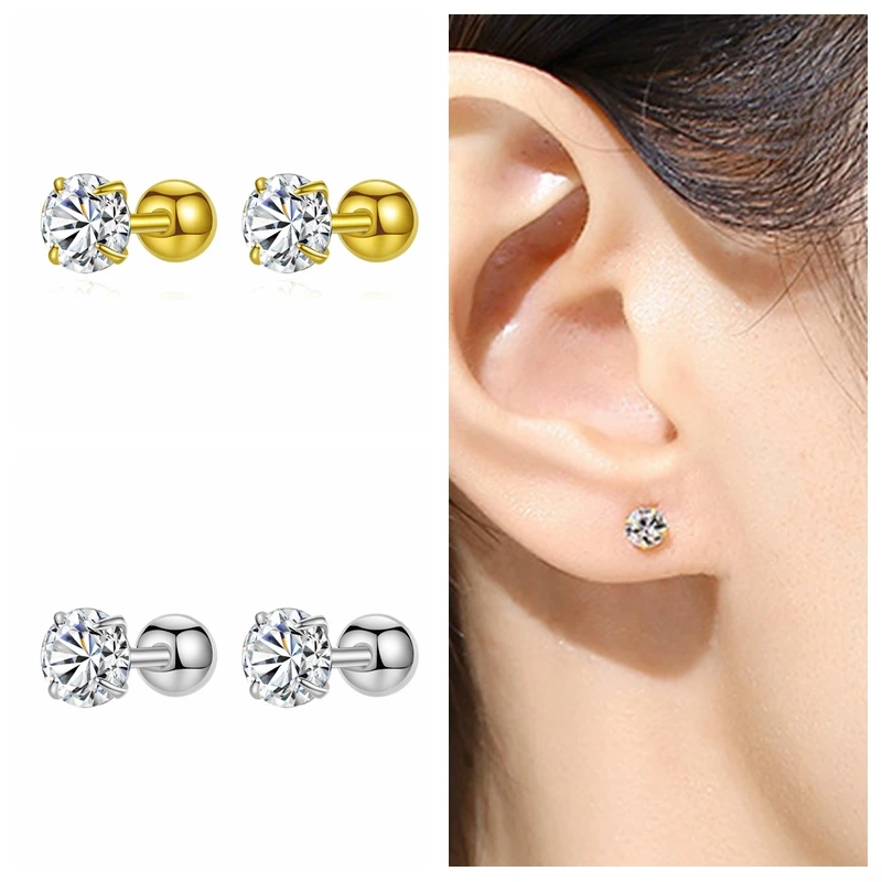 

Gold Silver Zircon Earrings for Women Sterling Silver Piercing Stud Earrings Pendientes Plata Wedding Gifts Jewelry