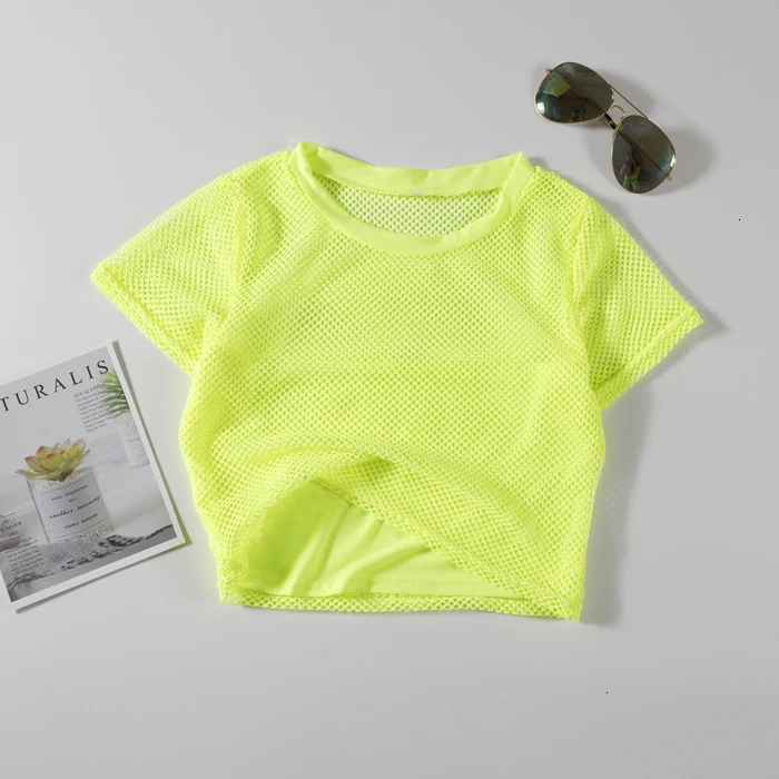 Женский неоновый Топ зеленый укороченный топ на бретелях сексуальные короткие