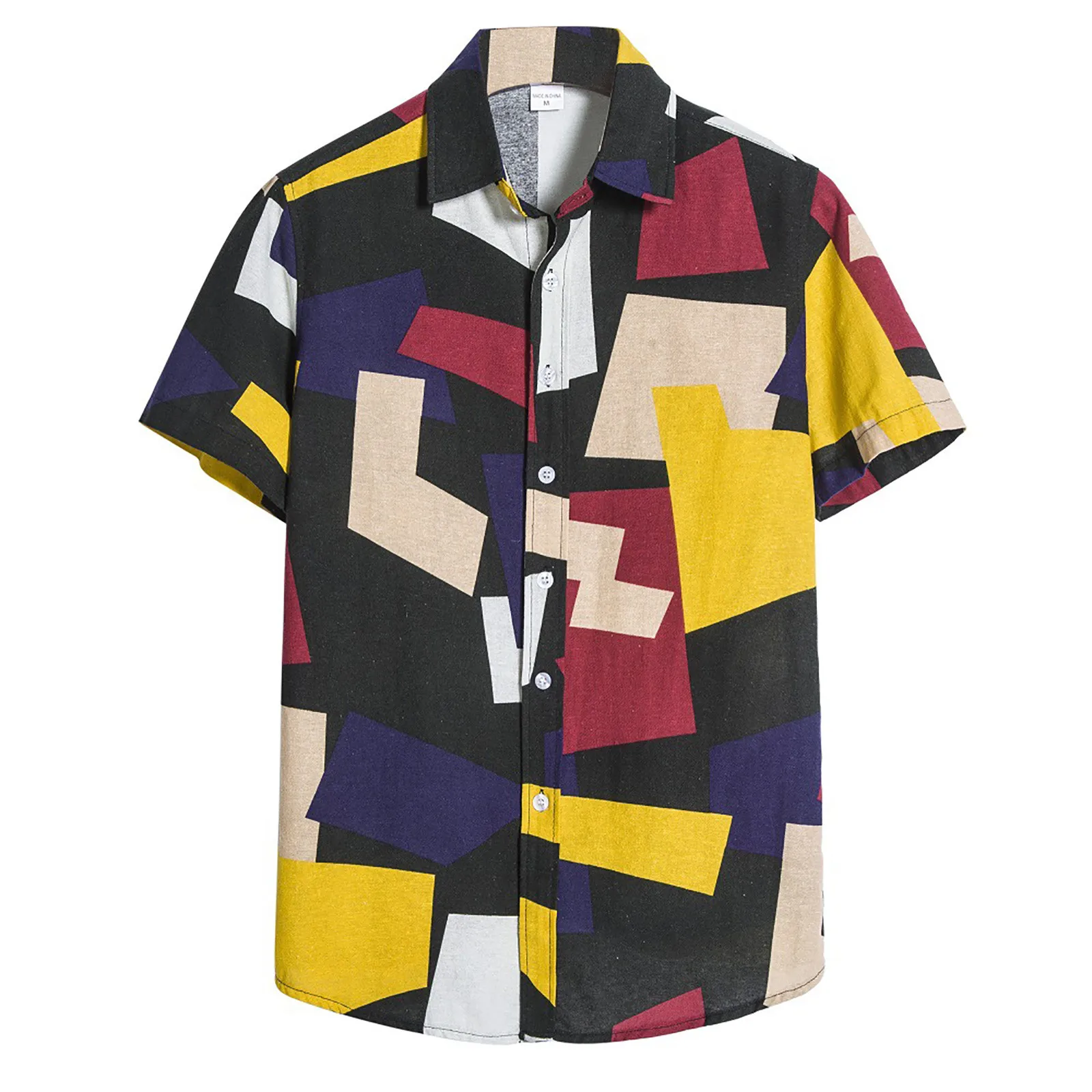 

66# Summer Men Loose Ethnic Shirts Cardigan Short Sleeve Hawaiian Beach Flower Shirt Men Turtleneck Shirt Vintage Clothes Camisa