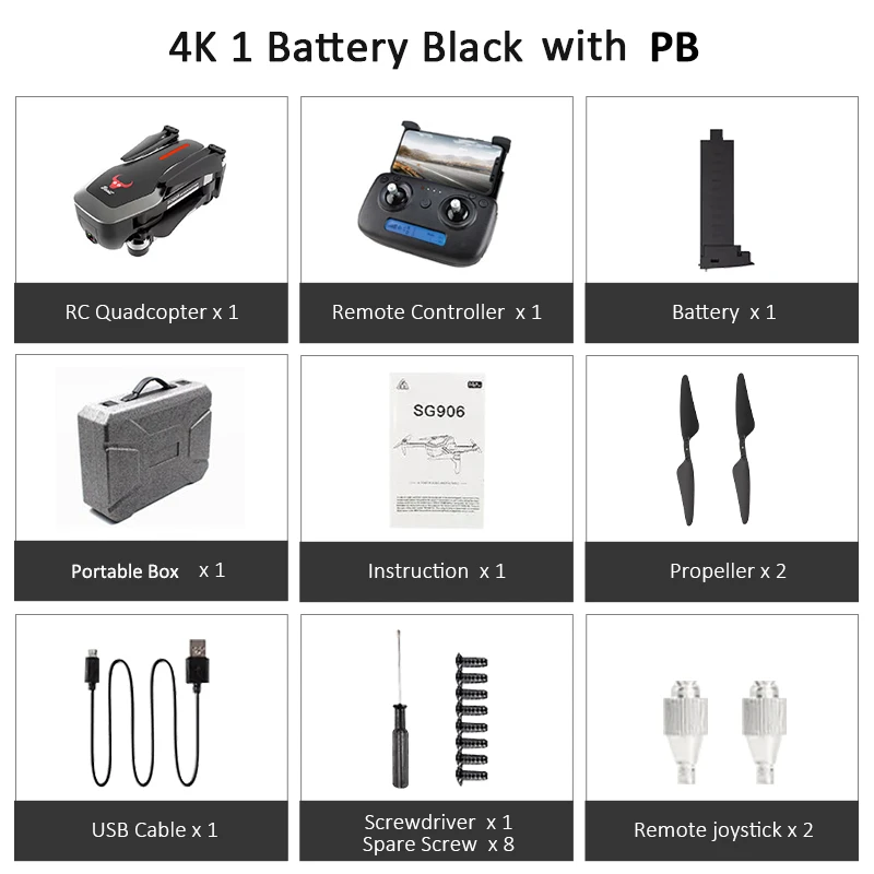 Black 1Battery PB ZLRC Beast SG906 gps 5G wifi FPV с селфи складной 4K 1080P Ультра HD камера RC Дрон Квадрокоптер RTF VS XS812 XS809HW SG106 - Цвет: Black 1Battery PB