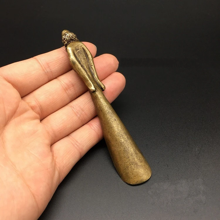 Коллекционная китайская латунная резьба по Дамо чайной ложке лопата кофейная