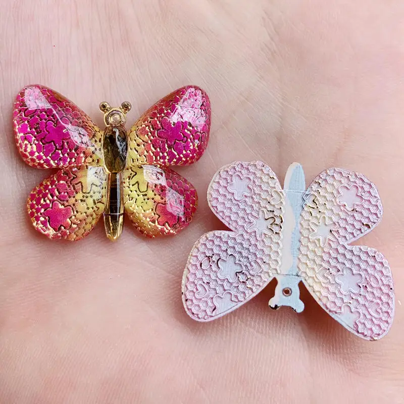 Новинка 10 шт. большие разноцветные бабочки из смолы стразы с плоской спинкой