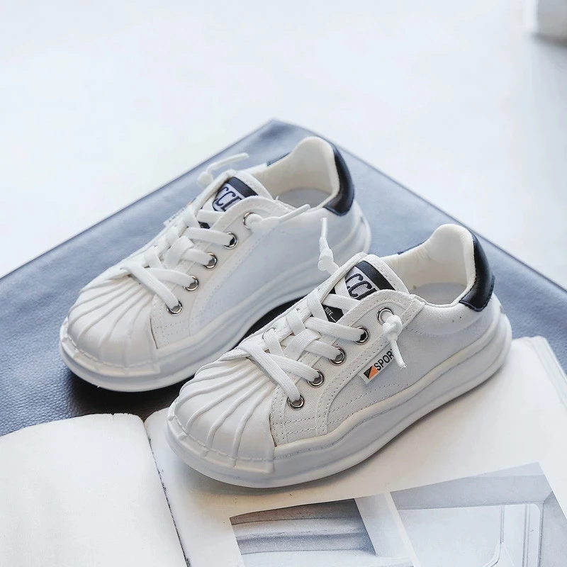 

Kids Canvas Sneakers 2021 Autumn Boys Girls Fashion Trainers Brand Casual Children Running Sports Tennis Thick Sole Baby Shoes