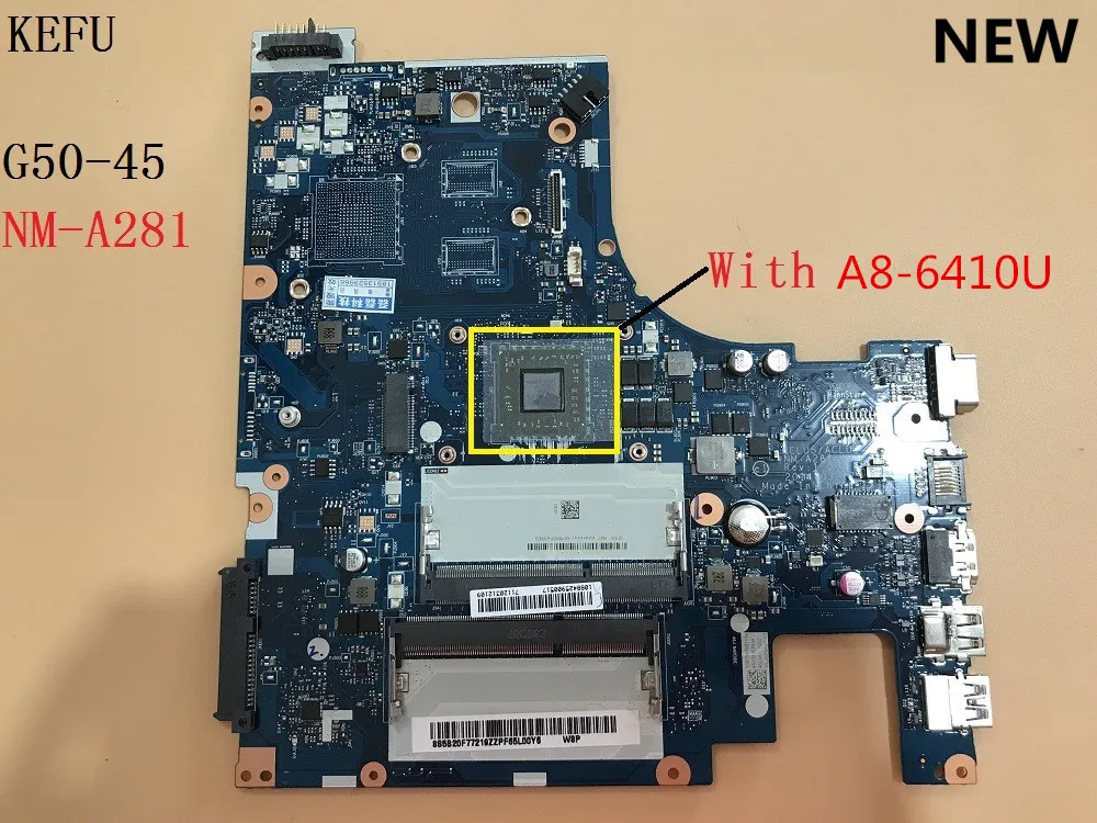 KEFU Для lenovo G50-45 материнская плата для ноутбука ACLU5/ACLU6 NM-A281 с процессором A6-6310 Протестировано