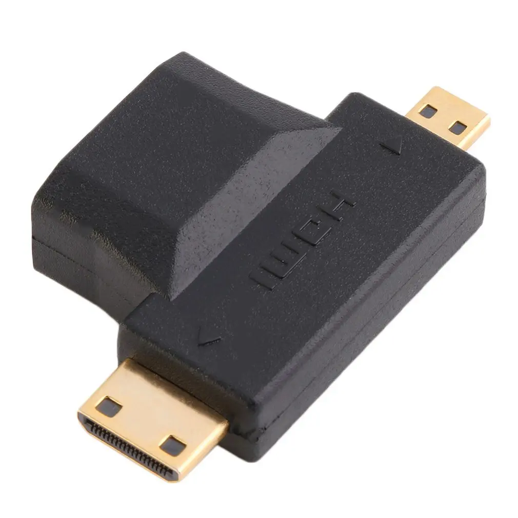 Черный переходник HDMI Type A типа Мама папа Mini Тип C + Micro D|Коробки передач и кабели| |