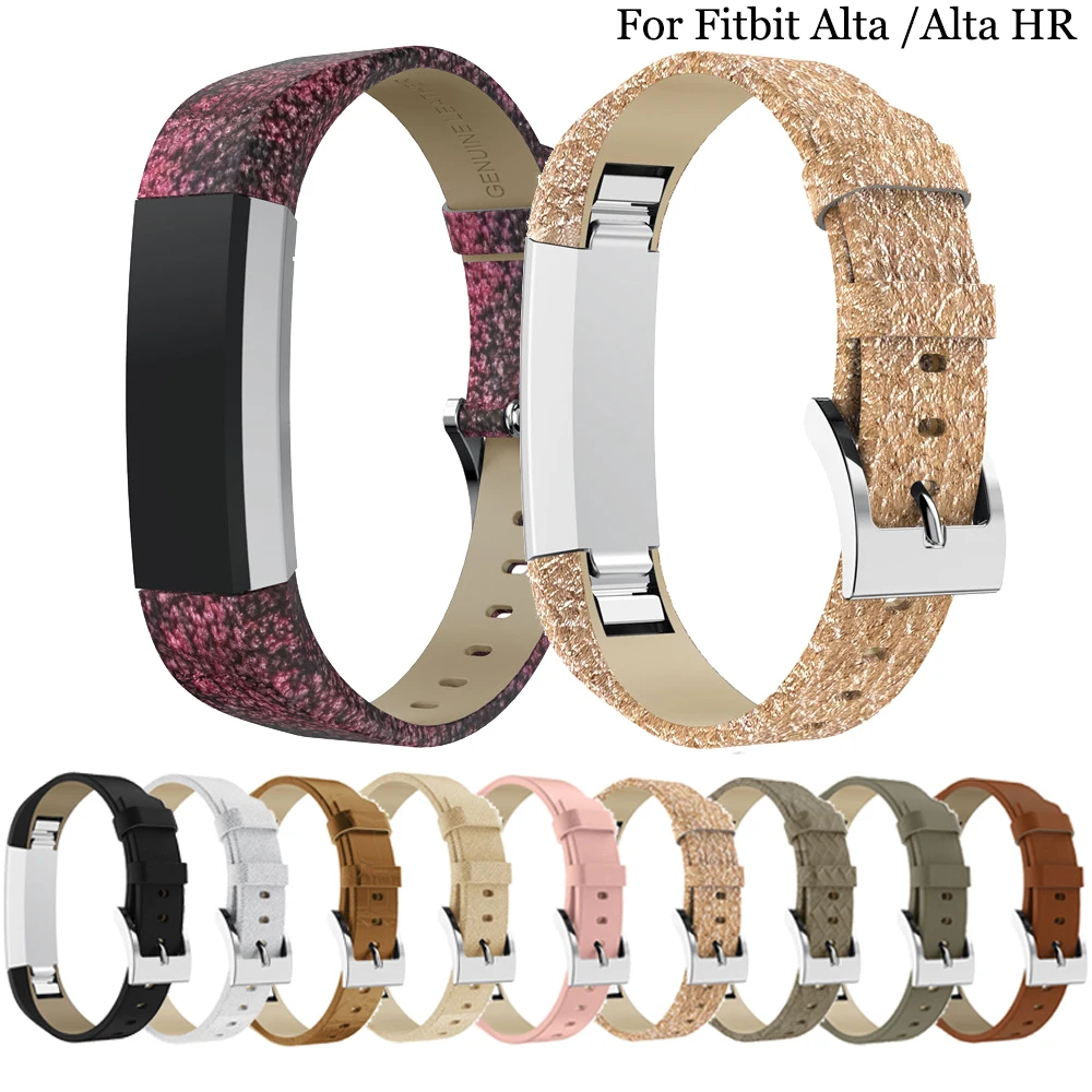 Оригинальный блестящий кожаный ремешок сменный Браслет Для Fitbit Alta /Alta HR трекер