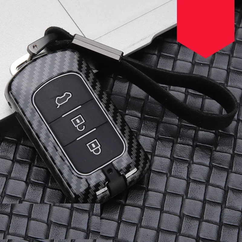 Carbon fiber Alloy+Silicone Car Smart Key Case Cover For Mitsubishi Outlander Lancer 10 Pajero Sport EX ASX Colt Grandis L200 | Автомобили