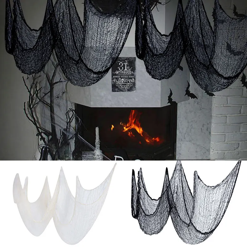 Horror Cloth Halloween Decoration Polyester Cotton Material Window Table Door Net Ceiling Supplie Halloween Gauze For Home Decor