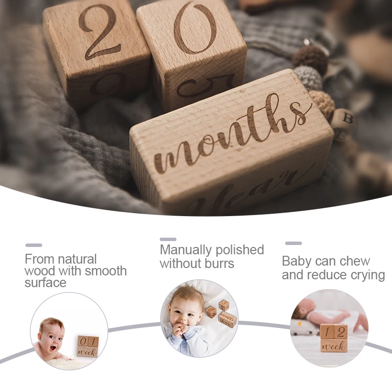 

Baby Monument Wooden Milestone Newborn Birth Gift Souvenir Photography Tool