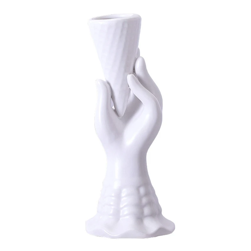 

Ceramic Flower Vase Nordic Style Hand-held Ice Cream Hand Model Vase Flower Planter Pot Ornaments Flower Arrangement Decor