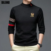 Top Grade New Autum Winter Half Turtleneck Designer Fashion Brand Luxury Knit Men Warm Woolen Sweater Casual Mens Clothing 2022
