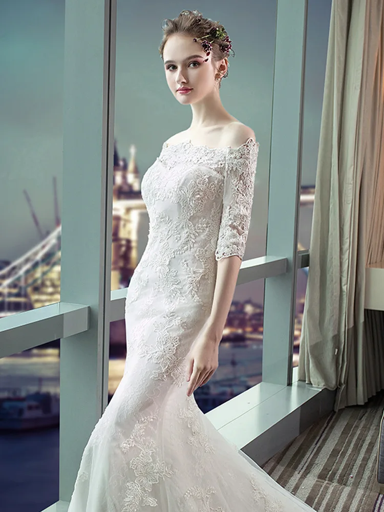 Женское свадебное платье Русалка LAMYA белое или красное с коротким рукавом и