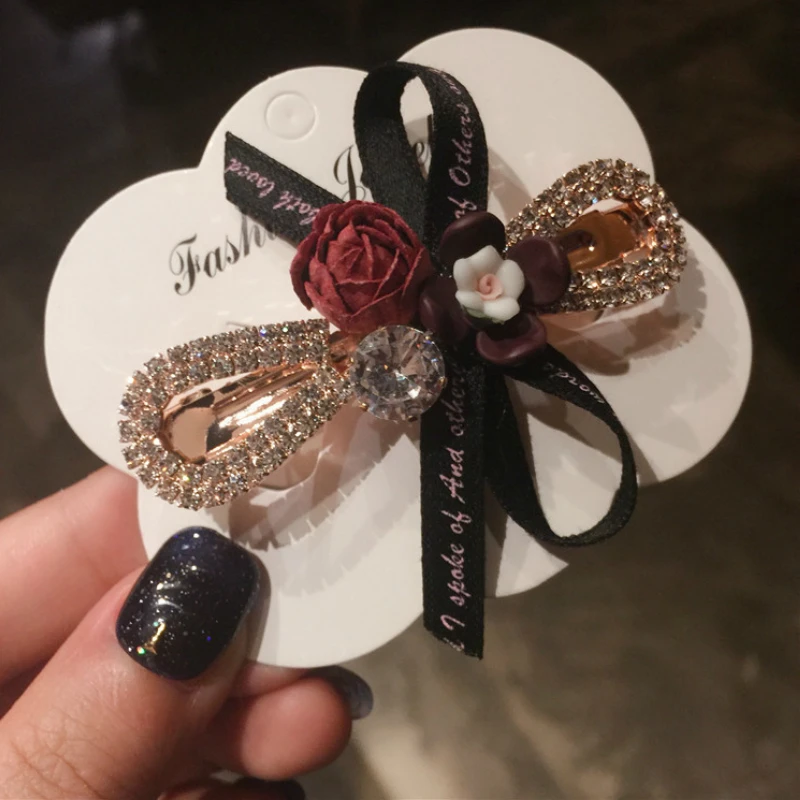 6 цветов новинка Женская жемчужная лента Шелковый бант цветок заколка для волос с