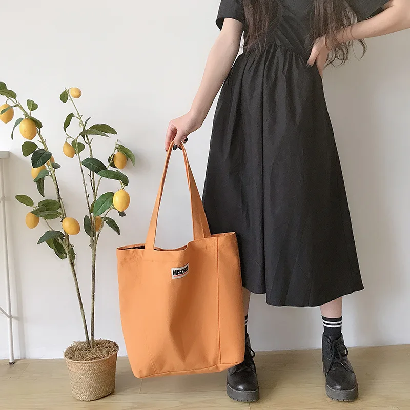 Хлопковая тканевая сумка Hylhexyr женская сумка-тоут однотонные сумки для покупок