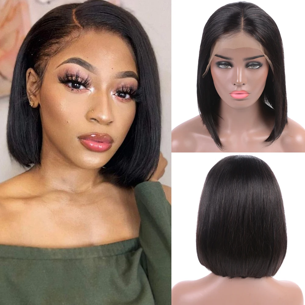 

Short Bob Wigs Straight Lace Front Human Hair Wigs For Women Pre Pluck With Baby Hair 13x4 Lace Front Wig Glueless Lace Wig Remy