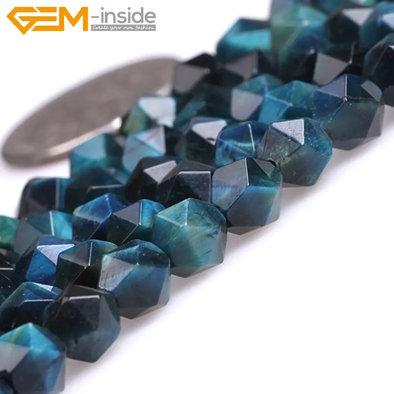 Бусины с гранеными бусинами Cambay синие тигровый глаз для изготовления ювелирных