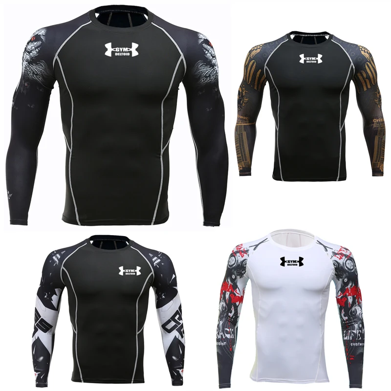 3D быстросохнущая футболка для бега Рашгард Мужская компрессионная майка с