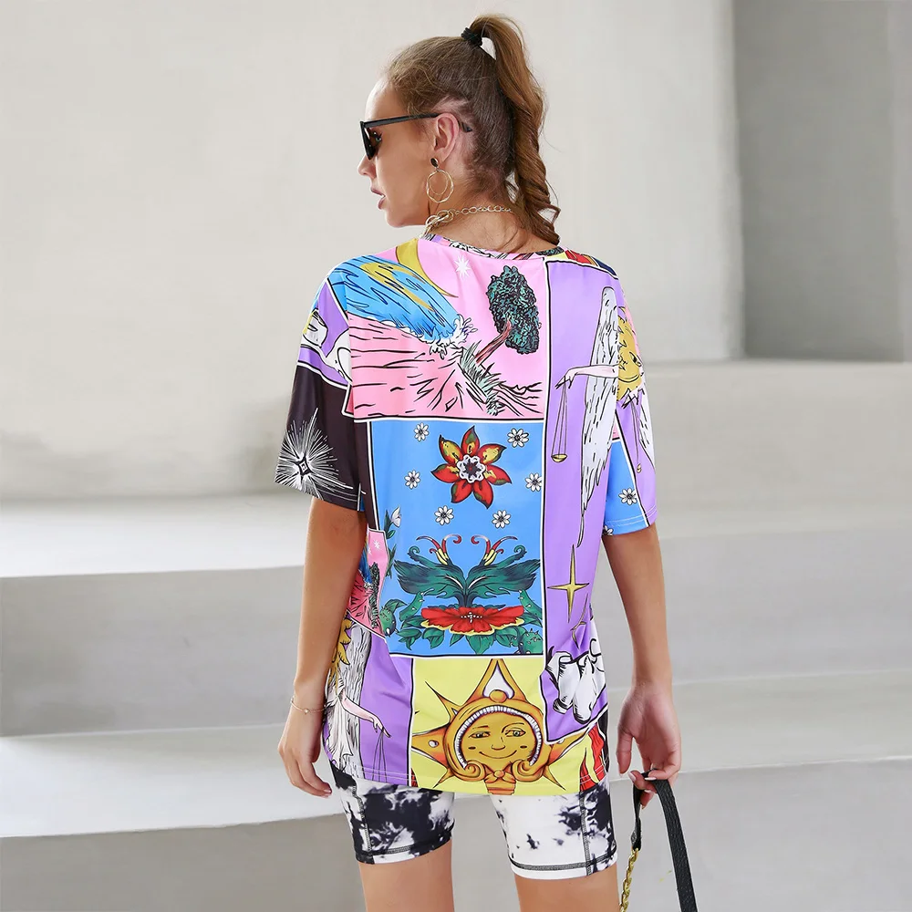 

Women Summer Comic Doodle Patten Print Fashion Tee Shirts