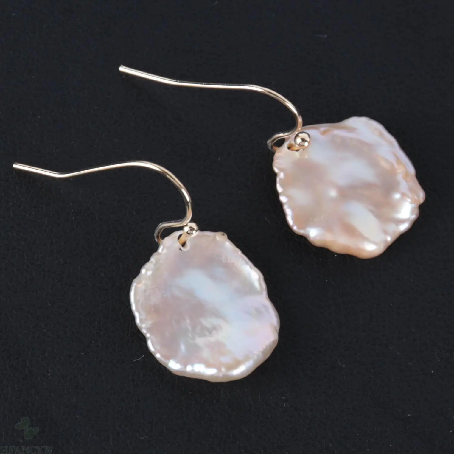 

13x16mm Natural color baroque pearl Earring 18k Ear Drop Gift Dangle Women