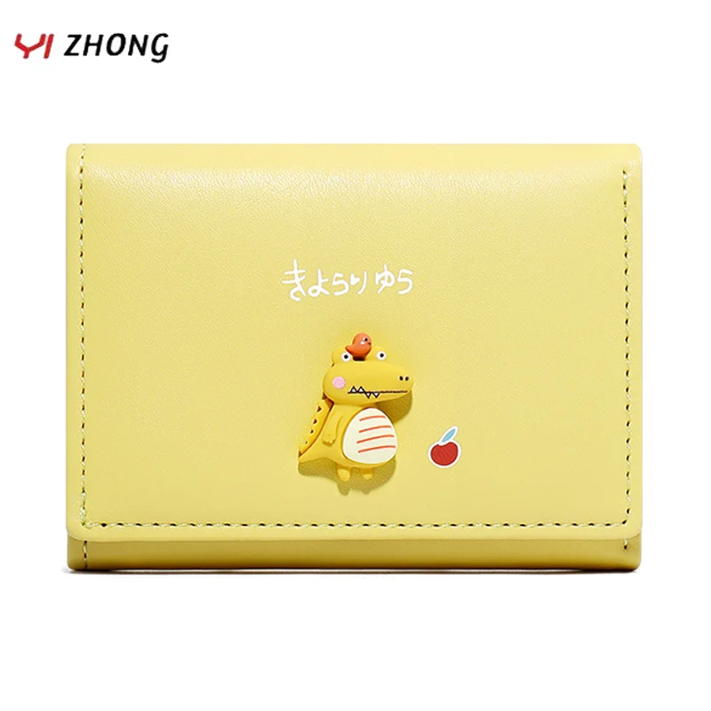 

YIZHONG Leather Short Purses and Handbags for Women Bags Mini Cute Coin Purse Kids Card Holder Cartoon Wallet High Quality Bolsa