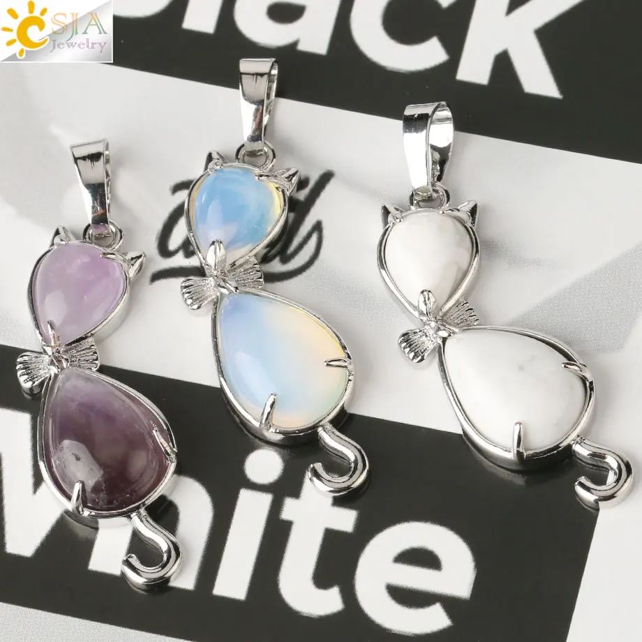 Натуральный камень CSJA кулон в форме капли воды кота исцеляющий розовый с