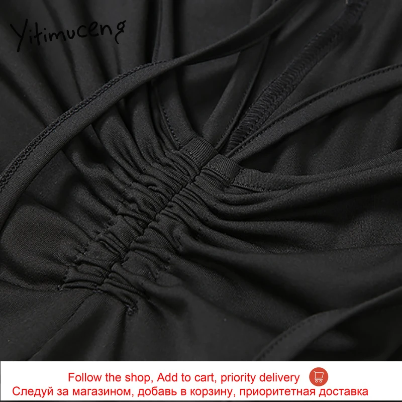 

Yitimuceng 2 Pieces Set High Waist Long Pants and Tank Tops Women Summer 2021 Fashion New Solid Sleeveless Hollow Out Casual Top
