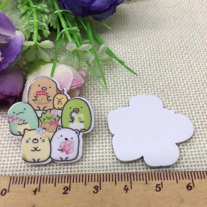 Лазерный 10 шт/лот японский мультфильм DIY милый девочка Праздничное оформление дома ремесла плоские пластмассовые резиновые аксессуары для волос ремесла - Цвет: Лазерный
