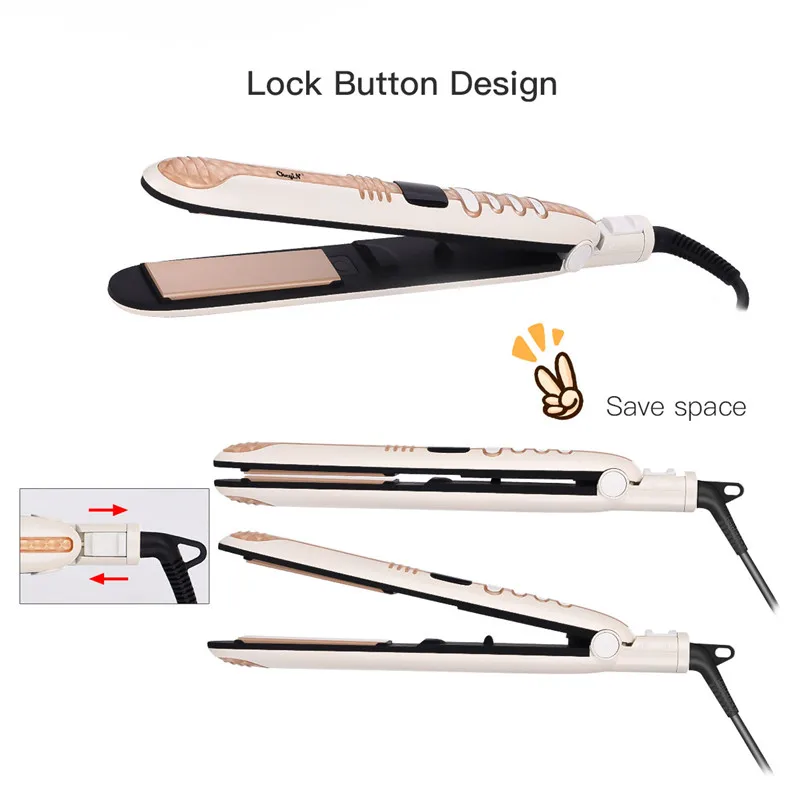 

2020 new 2 in 1 LED Hair straightener Iron Ceramic Straightening Corrugated Curling Iron Styling Tools Hair Curler 45