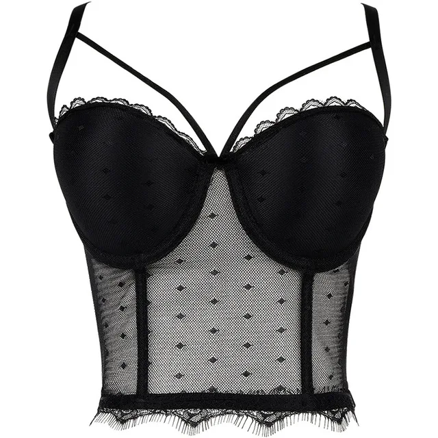 

Сексуальный черный кружевной жилет, женский прозрачный топ с вырезами, женский бюстгальтер без косточек, укороченный топ, жилет