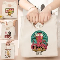 thermal lunch bag2022 new women bag canvas tote anime cute monster print bageco shopper storage clutch travel bags