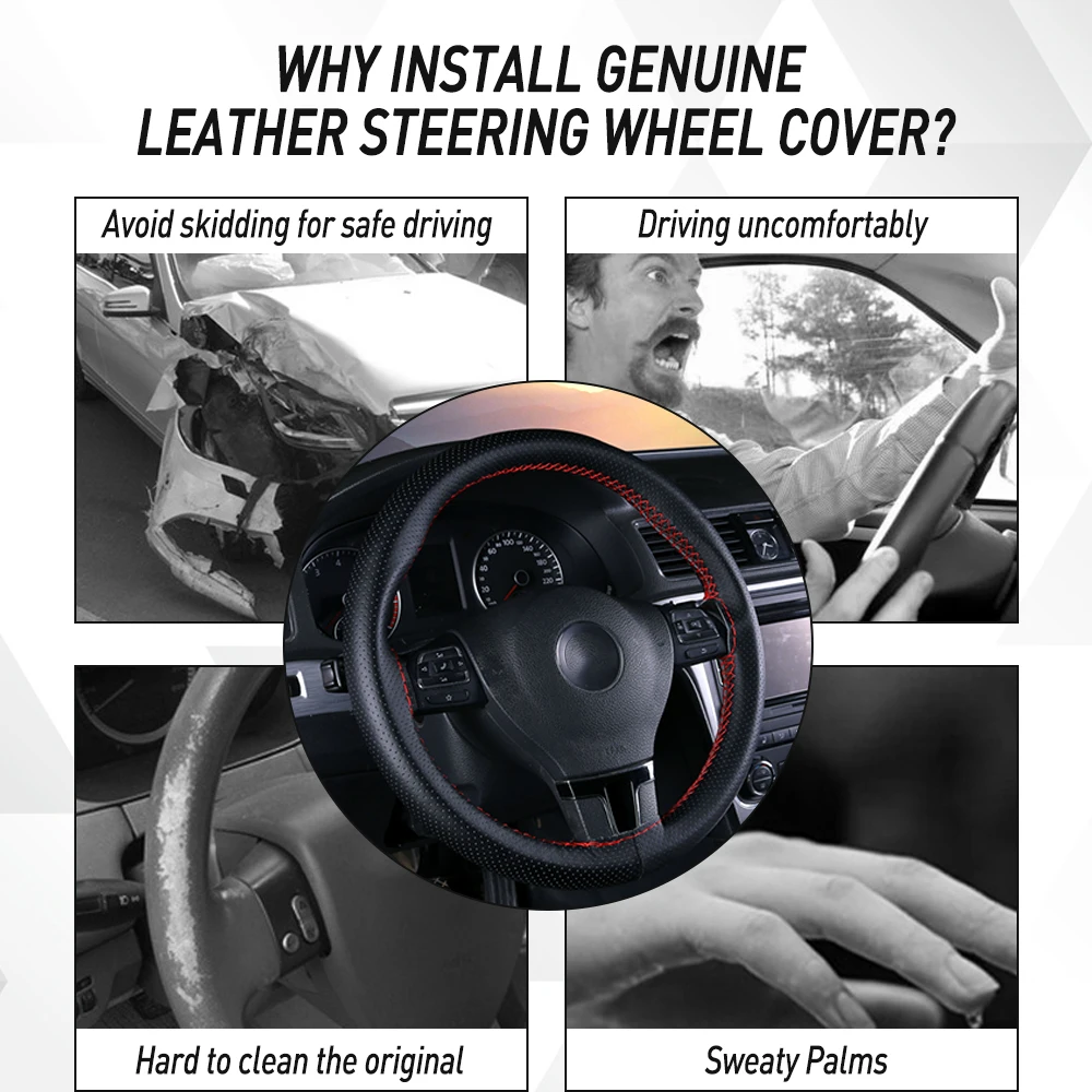 38 см чехол рулевого колеса автомобиля из натуральной кожи для Nissan Qashqai Almera Juke Tiida