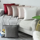 Наволочка для подушки, 30 х50 см, однотонная, бархатная, с кисточками, декоративная наволочка для подушки, 40823