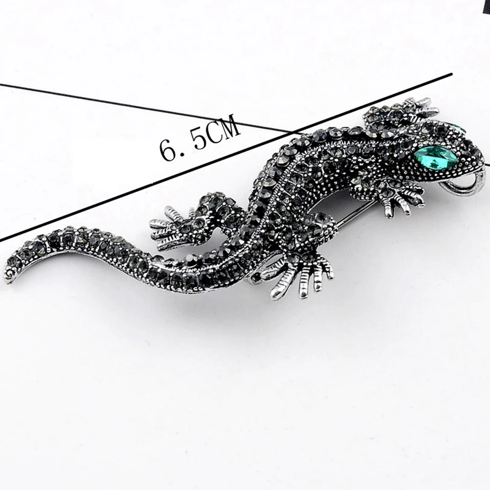Модная брошь ящерица с кристаллами для женской рубашки милые серебряные