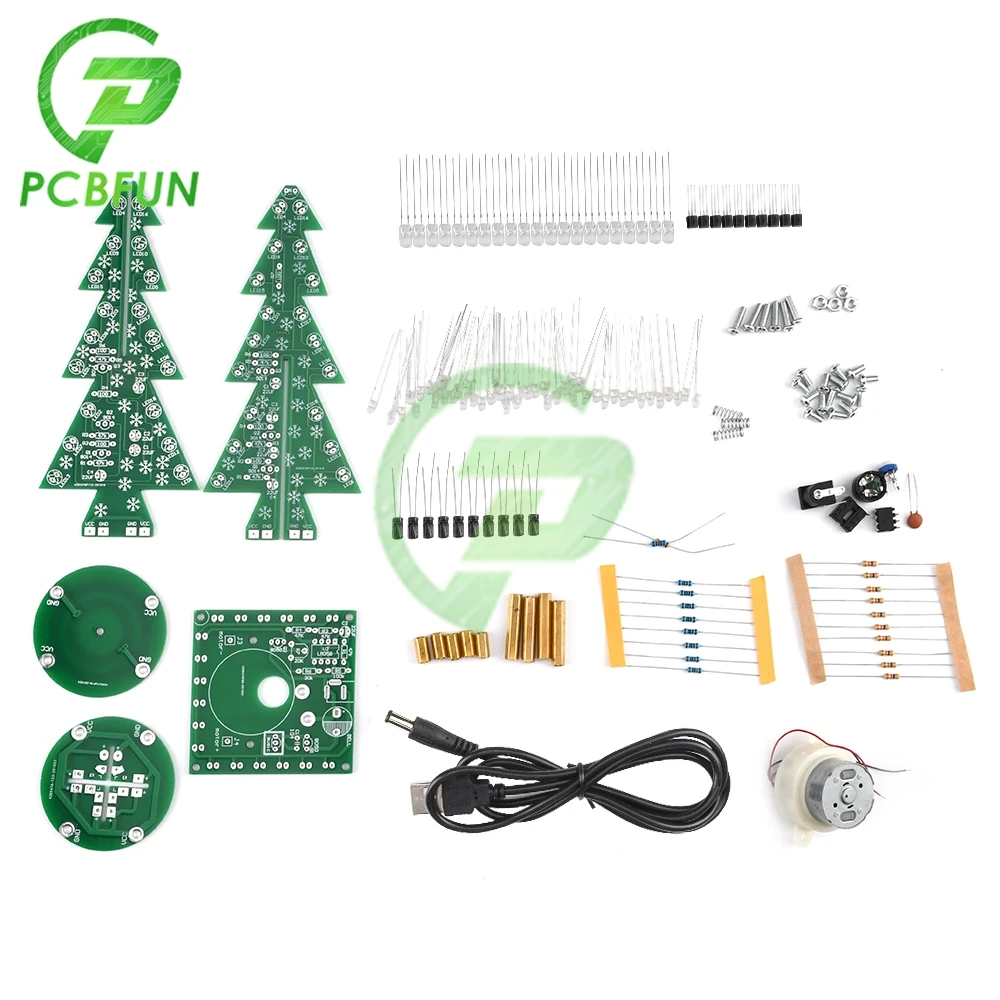 PCBfun вращающийся красочная Музыкальная Рождественская елка светодиодный